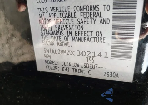 2013 Infiniti Jx35 from USA, damaged, VIN 5N1AL0MM2DC302141